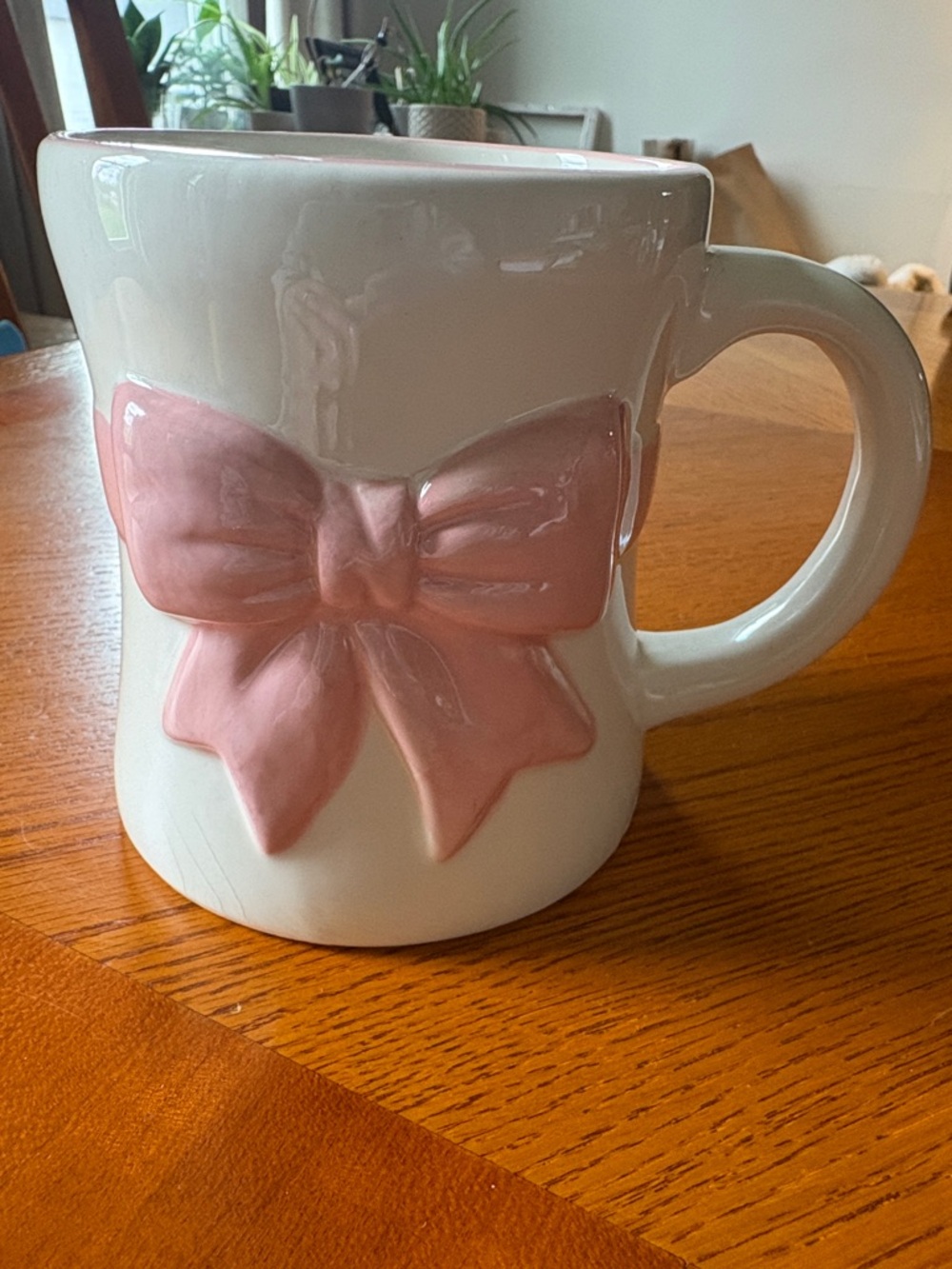 Ceramic Pink Bow Accent Mug - Home Dining
